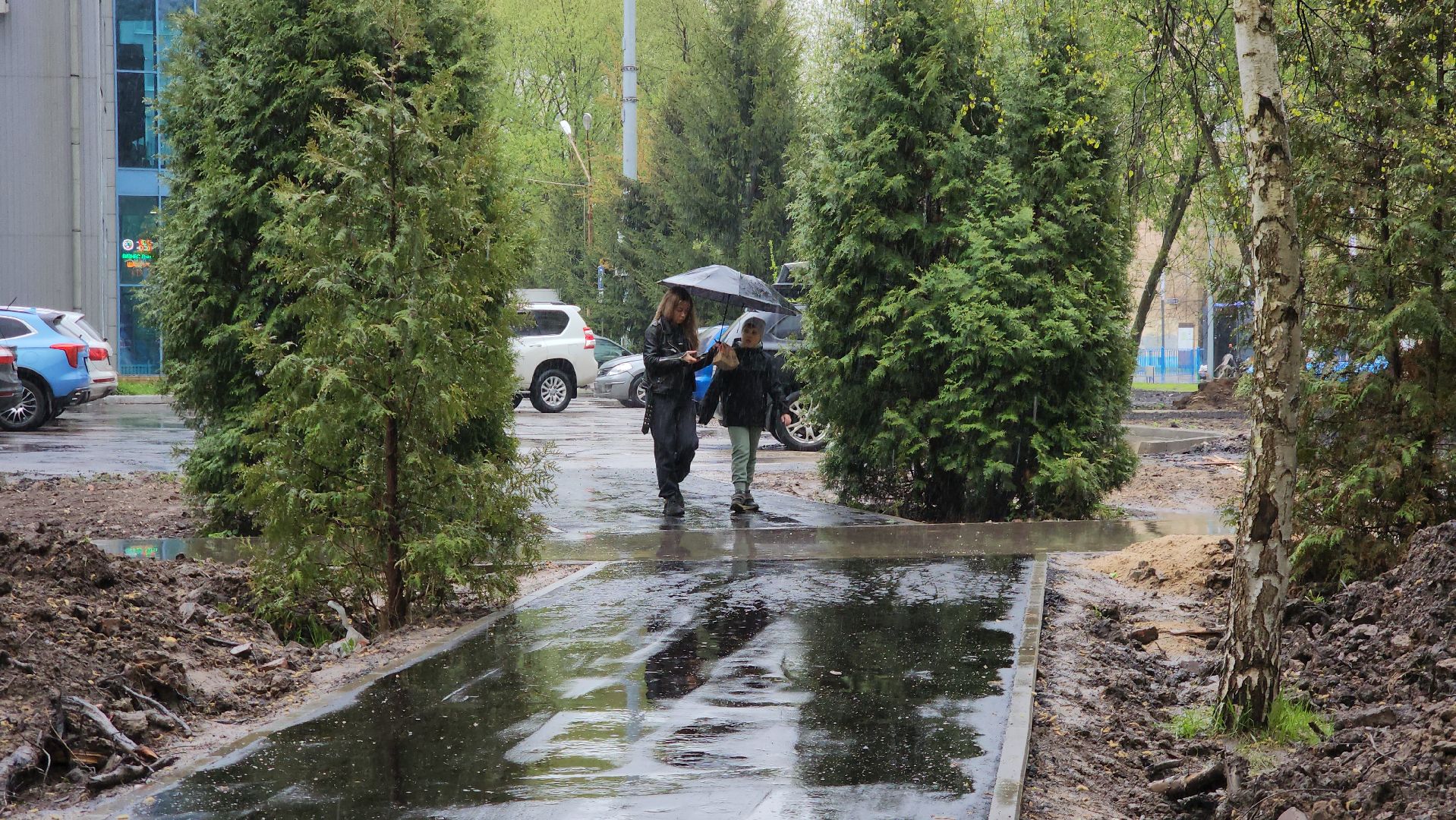 асфальтирование, пешеходная зона, Лобня, Парк,