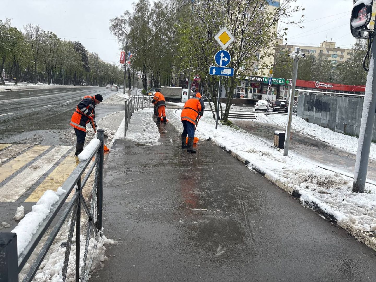 пушкино, снегопад, коммунальная служба,коммунальная техника,