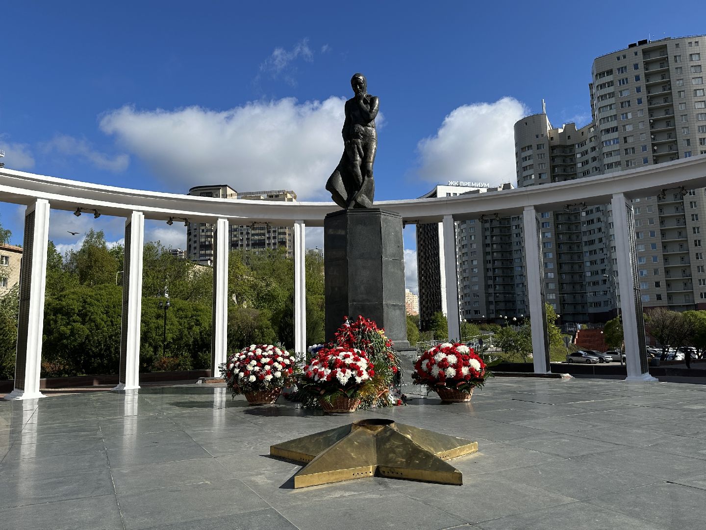 пушкино, возложение цветов, день победы, мемориал скорбящая мать,