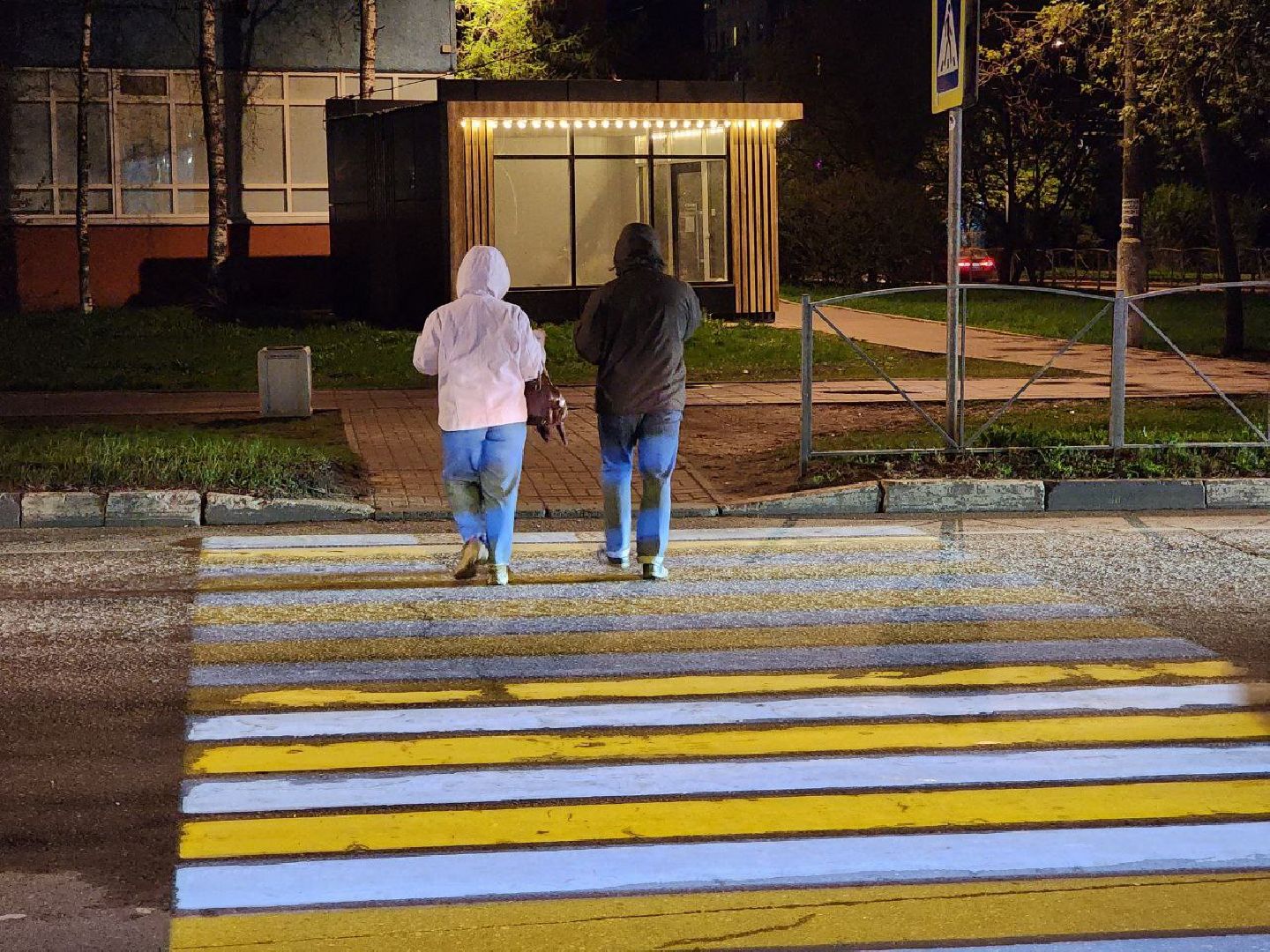 солнечногорск, пешеходный переход, жители, проекционная разметка, дорога,