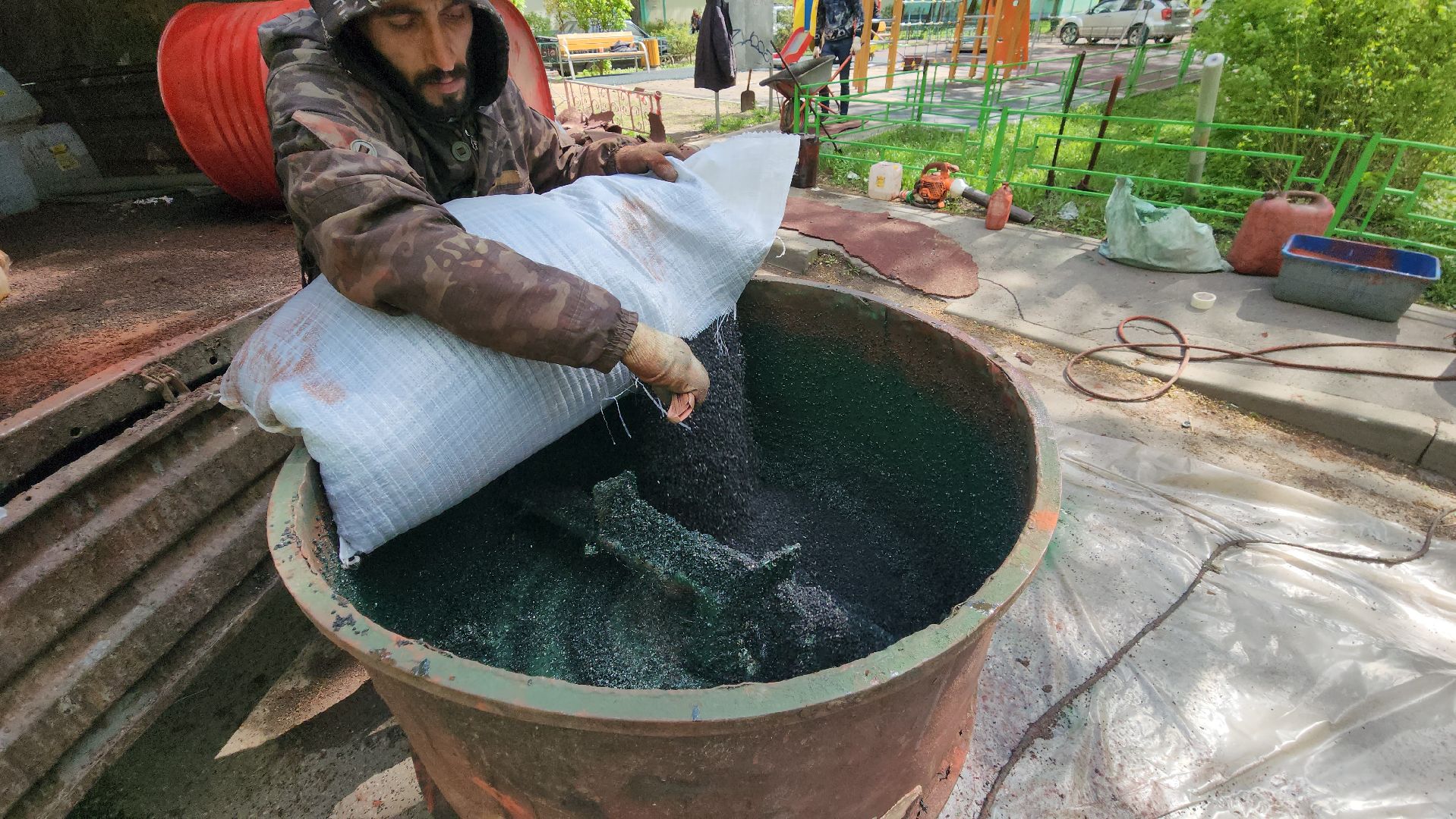 детская  площадка, резиновое покрытие, Лобня ,