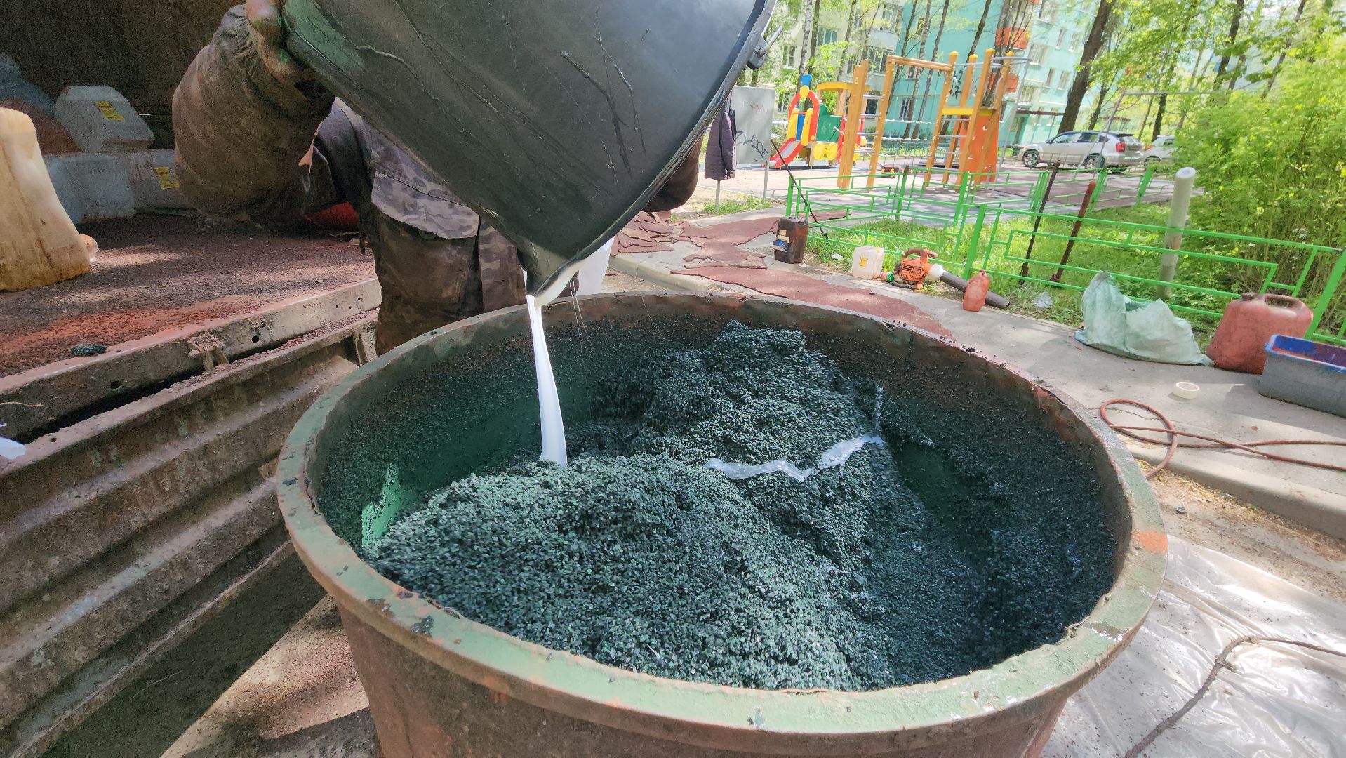 детская  площадка, резиновое покрытие, Лобня ,