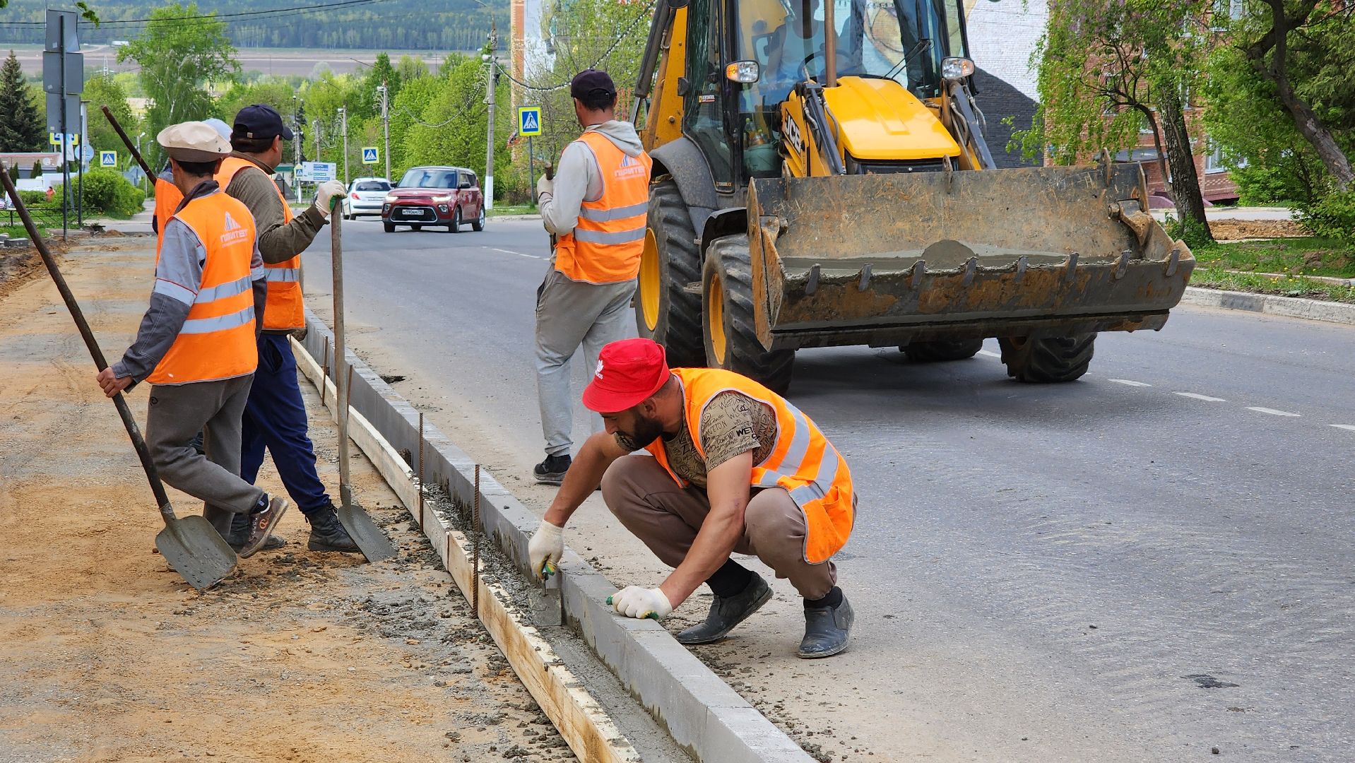 кашира, дороги, тротуар, дорожка, дорожные работы, бортовой камень,