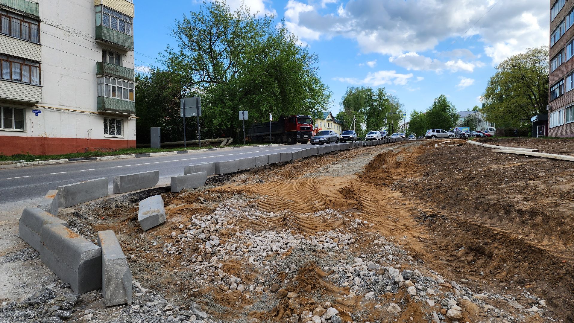 кашира, дороги, тротуар, дорожка, дорожные работы, бортовой камень,