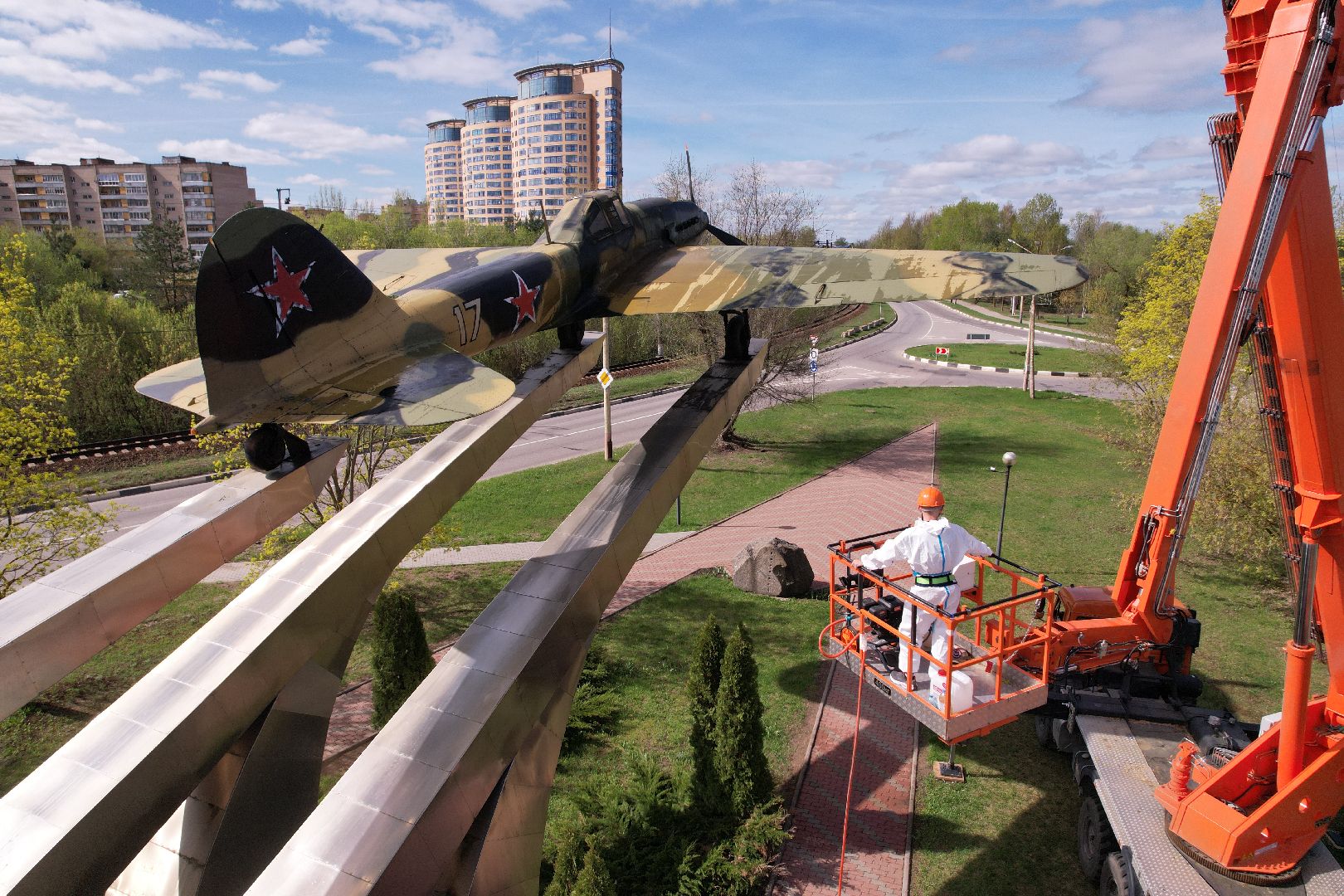 видео с коптера, памятник штурмовику ИЛ-2,