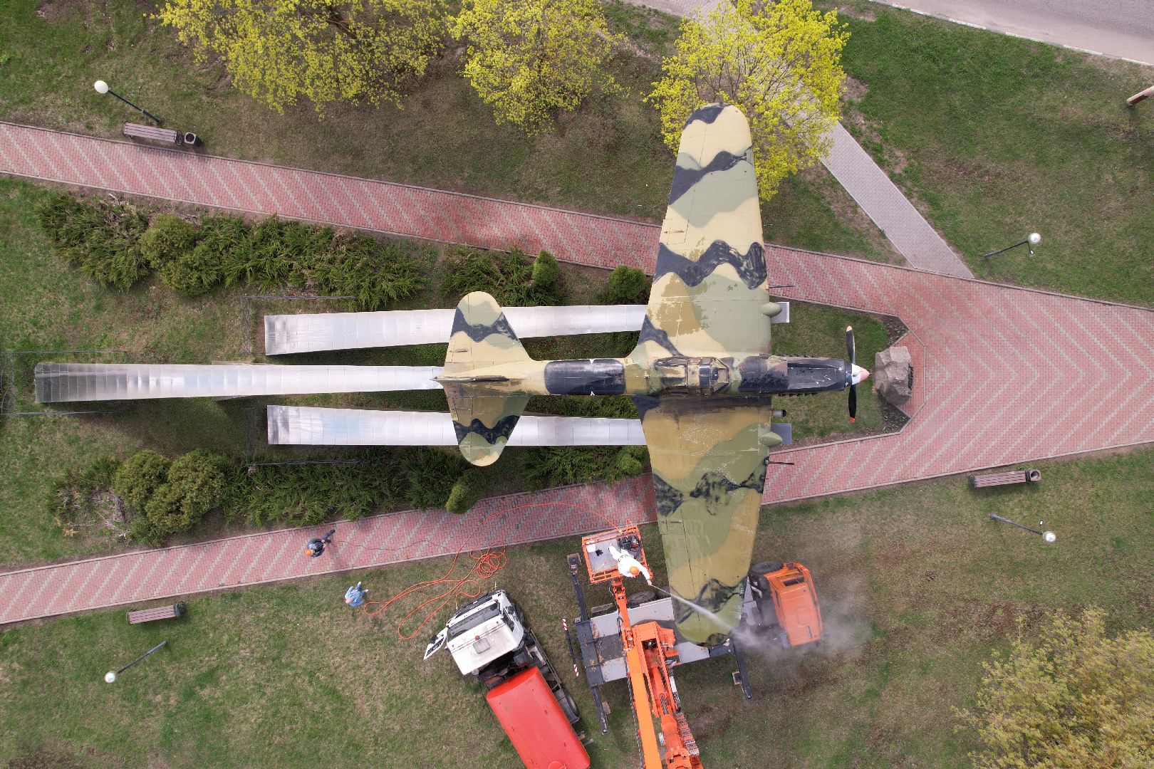 видео с коптера, памятник штурмовику ИЛ-2,