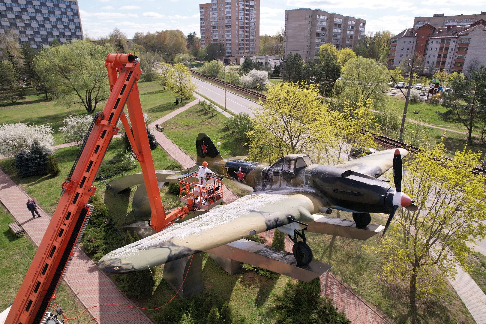 видео с коптера, памятник штурмовику ИЛ-2,