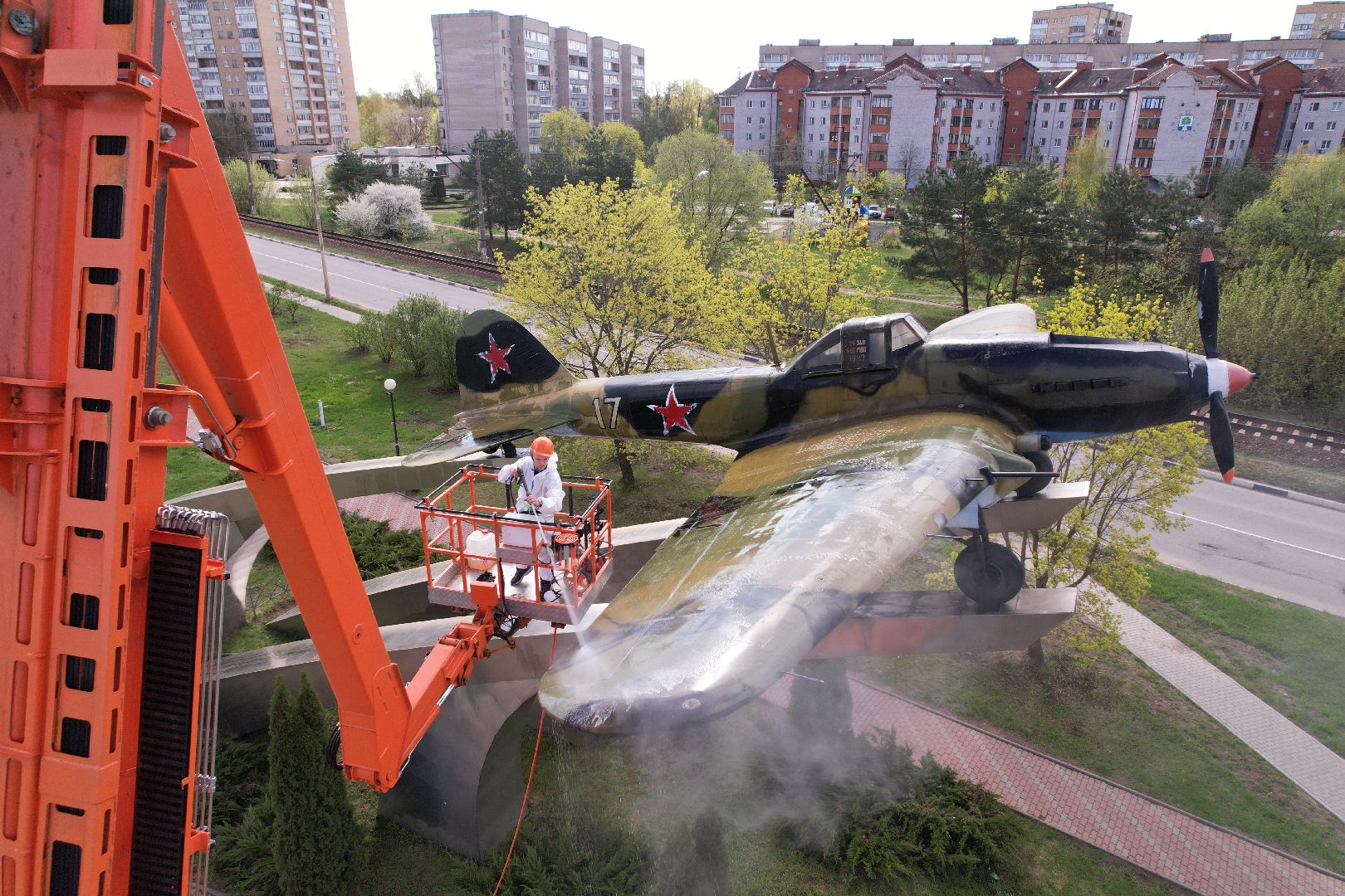 видео с коптера, памятник штурмовику ИЛ-2,