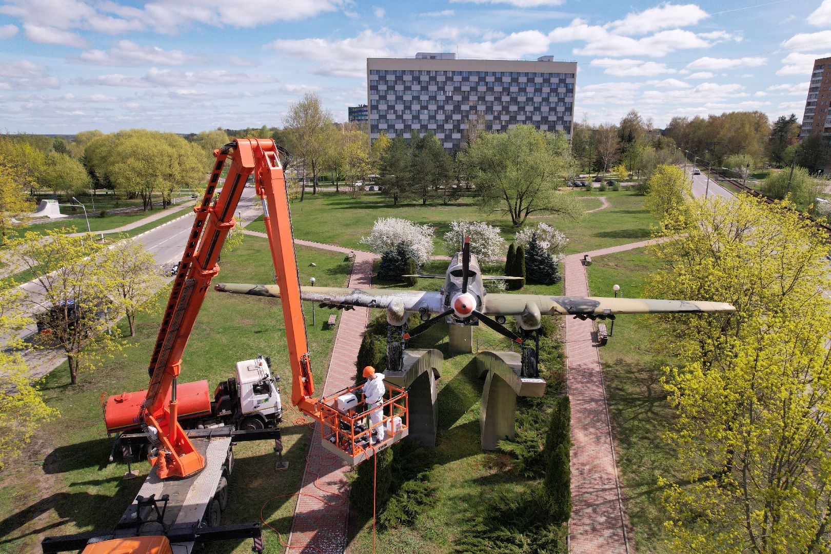 видео с коптера, памятник штурмовику ИЛ-2,