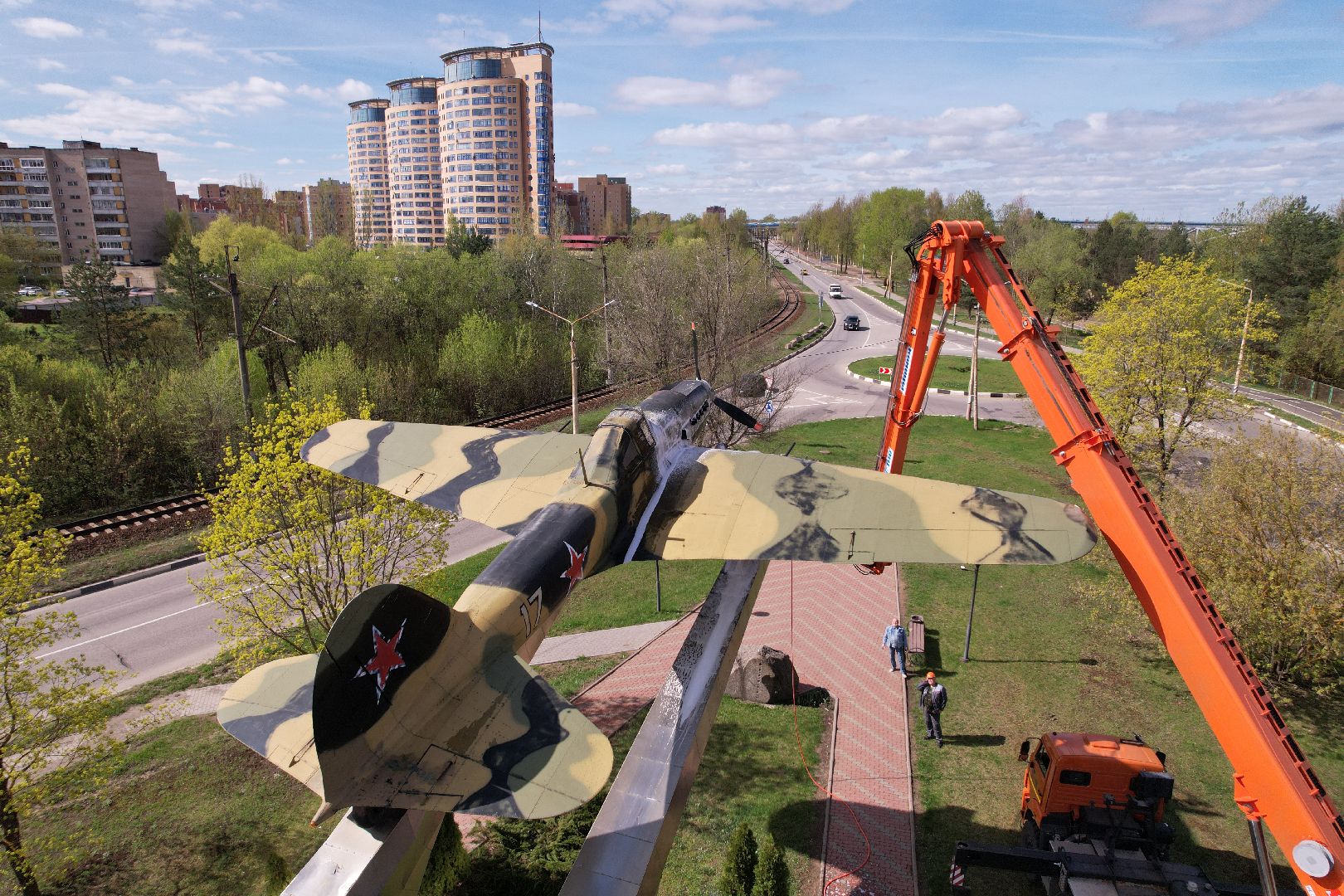 видео с коптера, памятник штурмовику ИЛ-2,