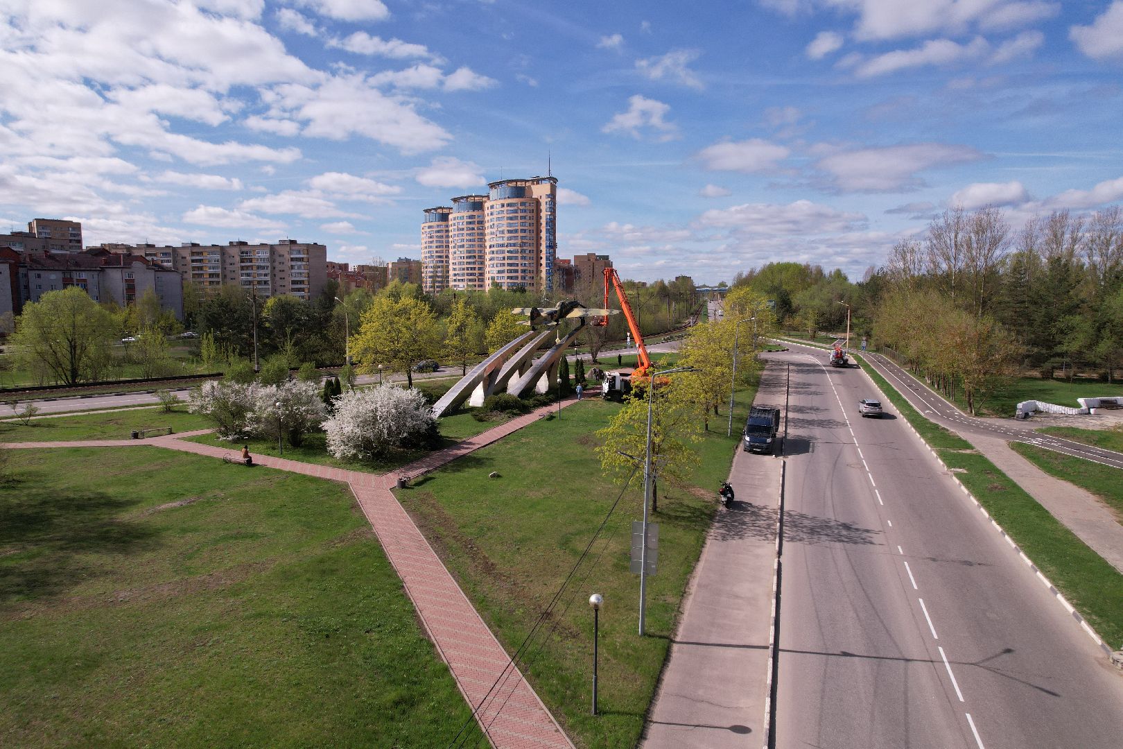 видео с коптера, памятник штурмовику ИЛ-2,