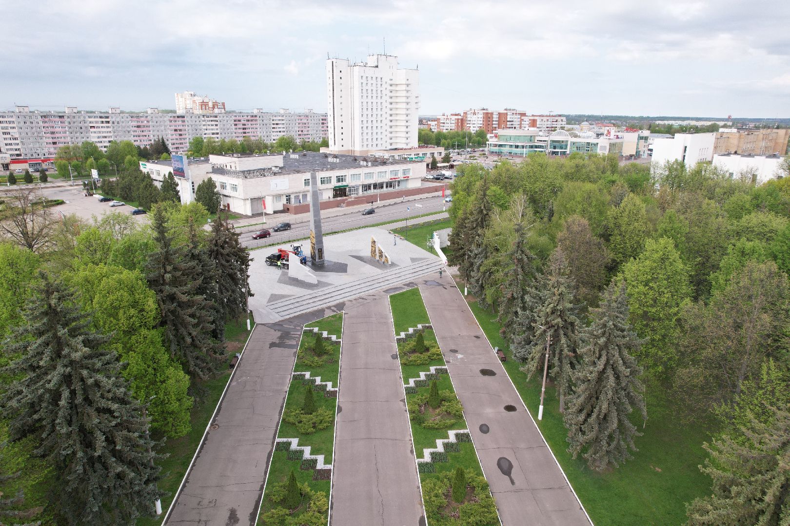 видео с коптера, стела город трудовой доблести, мемориальный парк коломны,