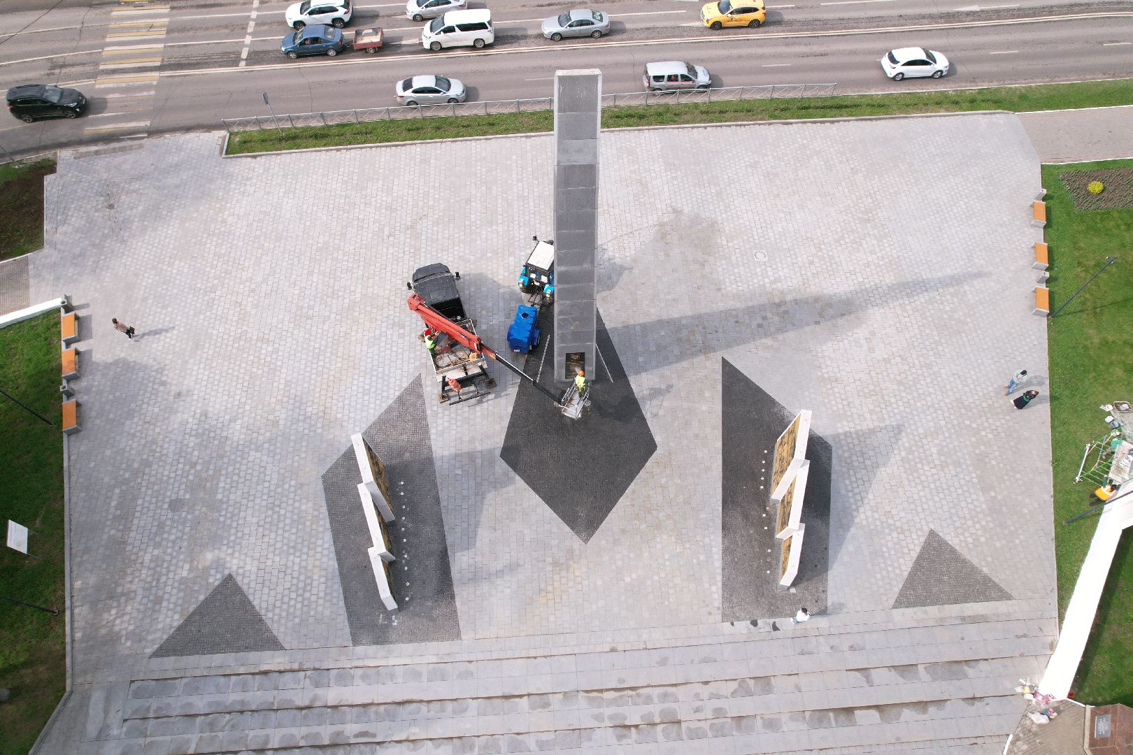 видео с коптера, стела город трудовой доблести, мемориальный парк коломны,