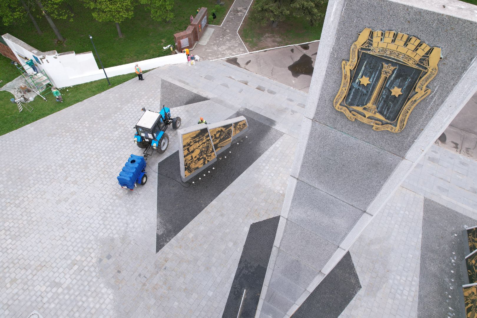 видео с коптера, стела город трудовой доблести, мемориальный парк коломны,