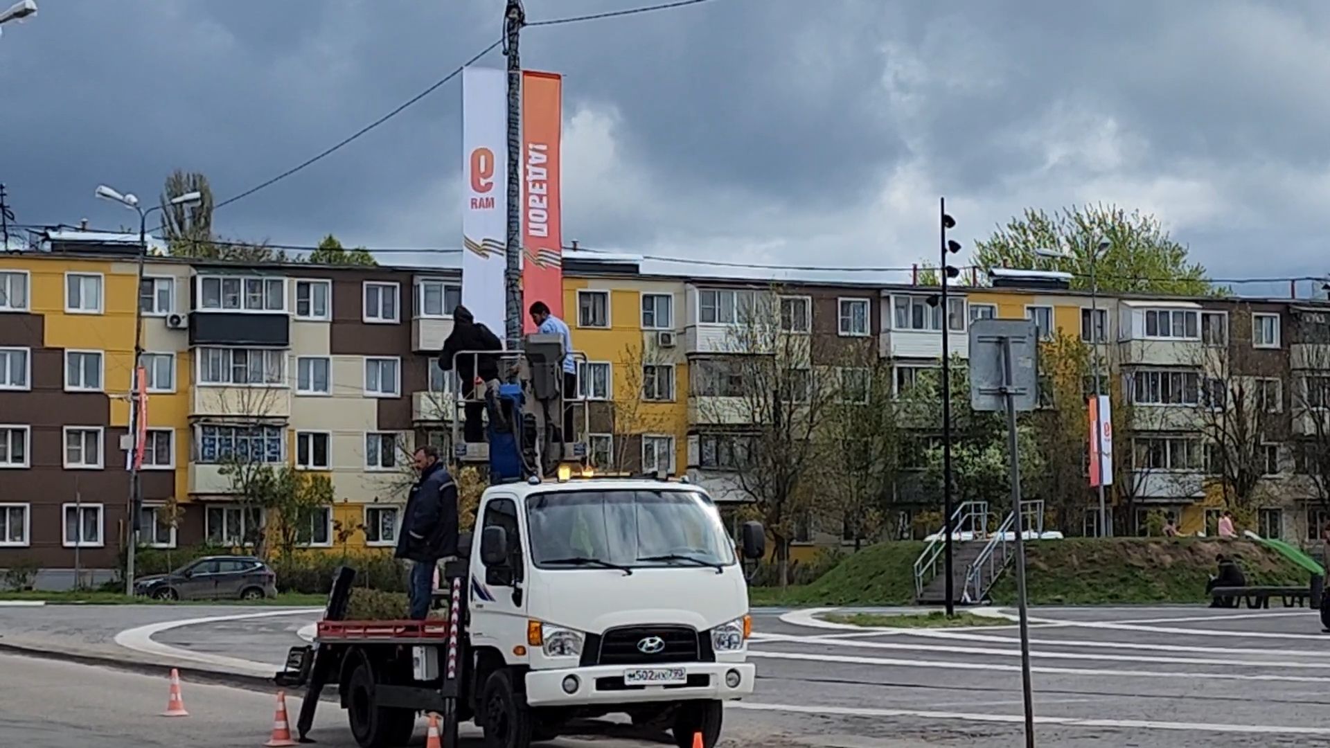 сергиево-посадский городской округ, пересвет, площадь пухова, украшают город, 9 мая день победы, 80-летие победы,
