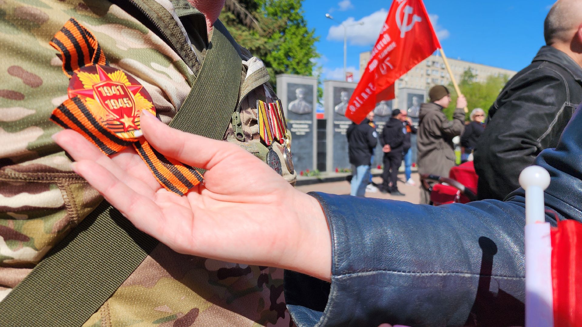 домодедово, подмосковье , ленточка, георгиевская лента, митинг, обелиск славы, памятник,