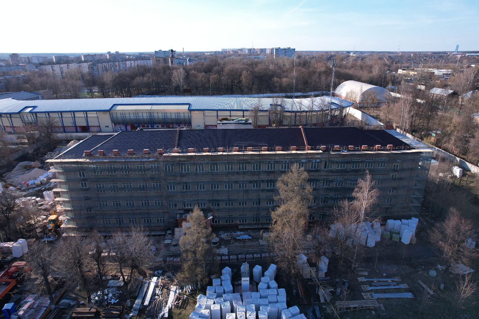 видео с коптера, капремонт школы 1 в серпухове,