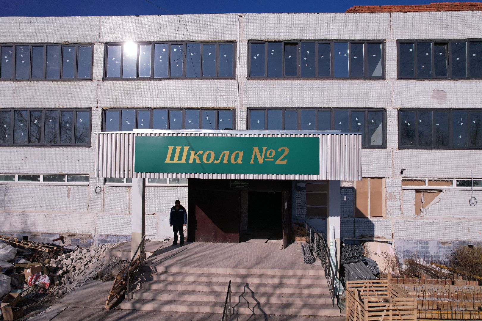 видео с коптера, капремонт школы 2 в серпухове,