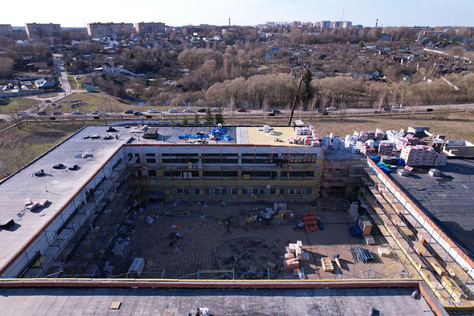 видео с коптера, капремонт школы 2 в серпухове,