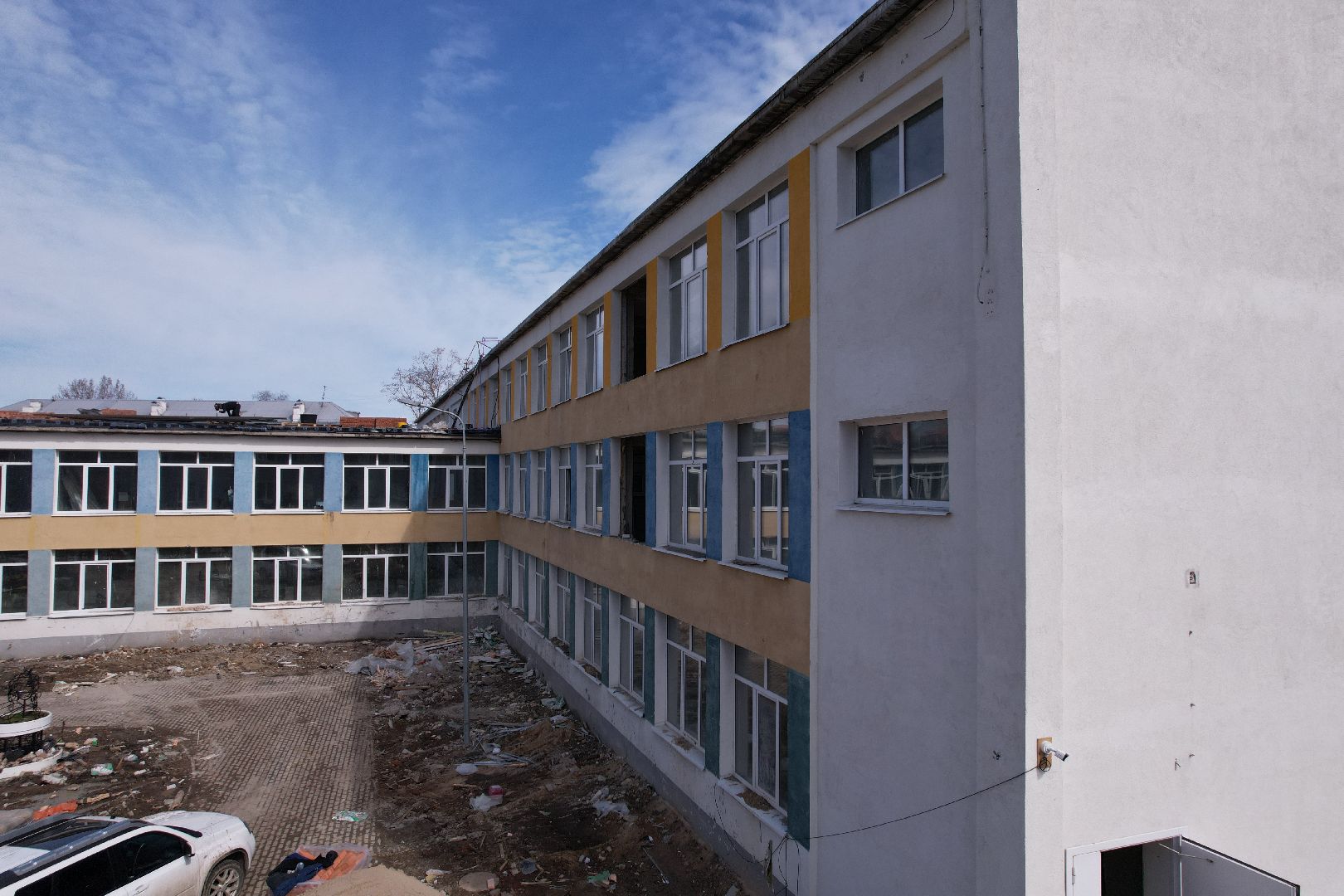 видео с коптера, капремонт школы 9 в серпухове,