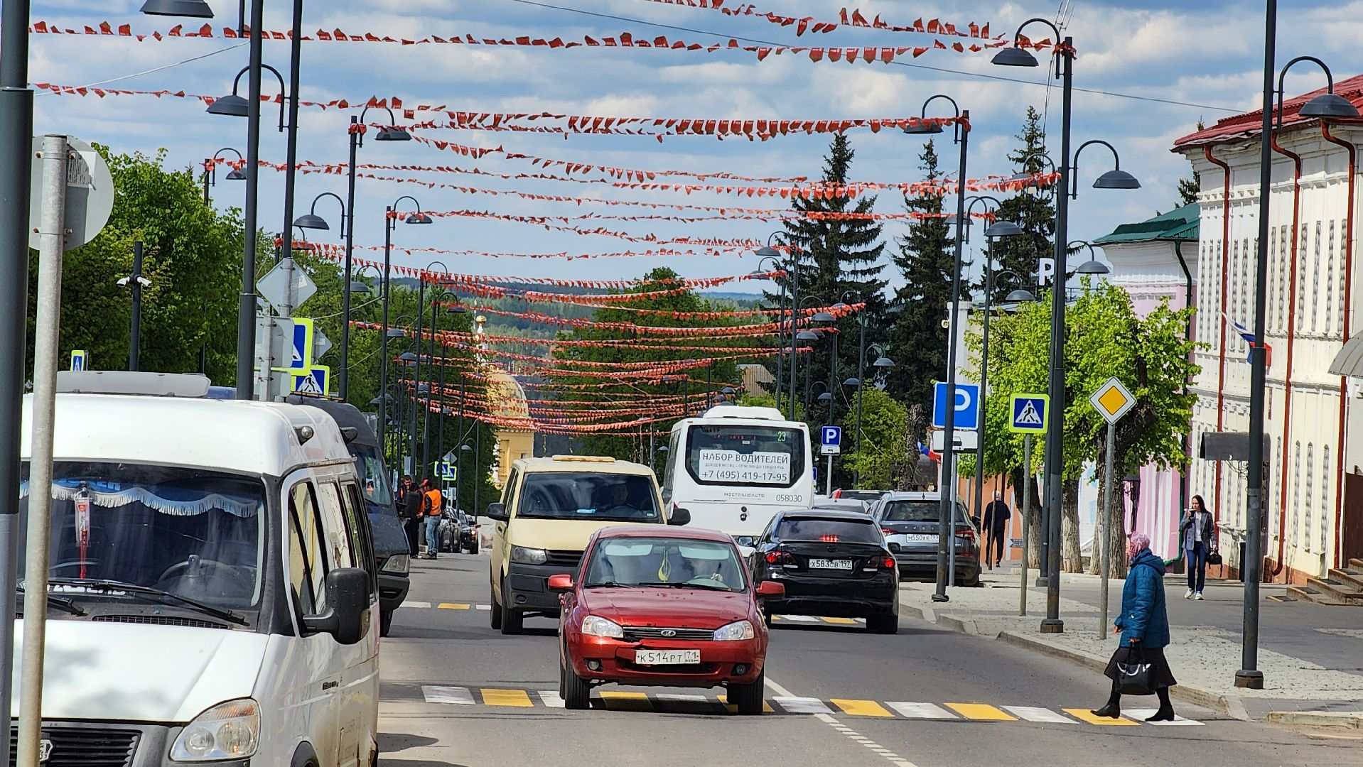 кашира, благоустройство, 9 мая, день победы, флаги, георгиевская лента,