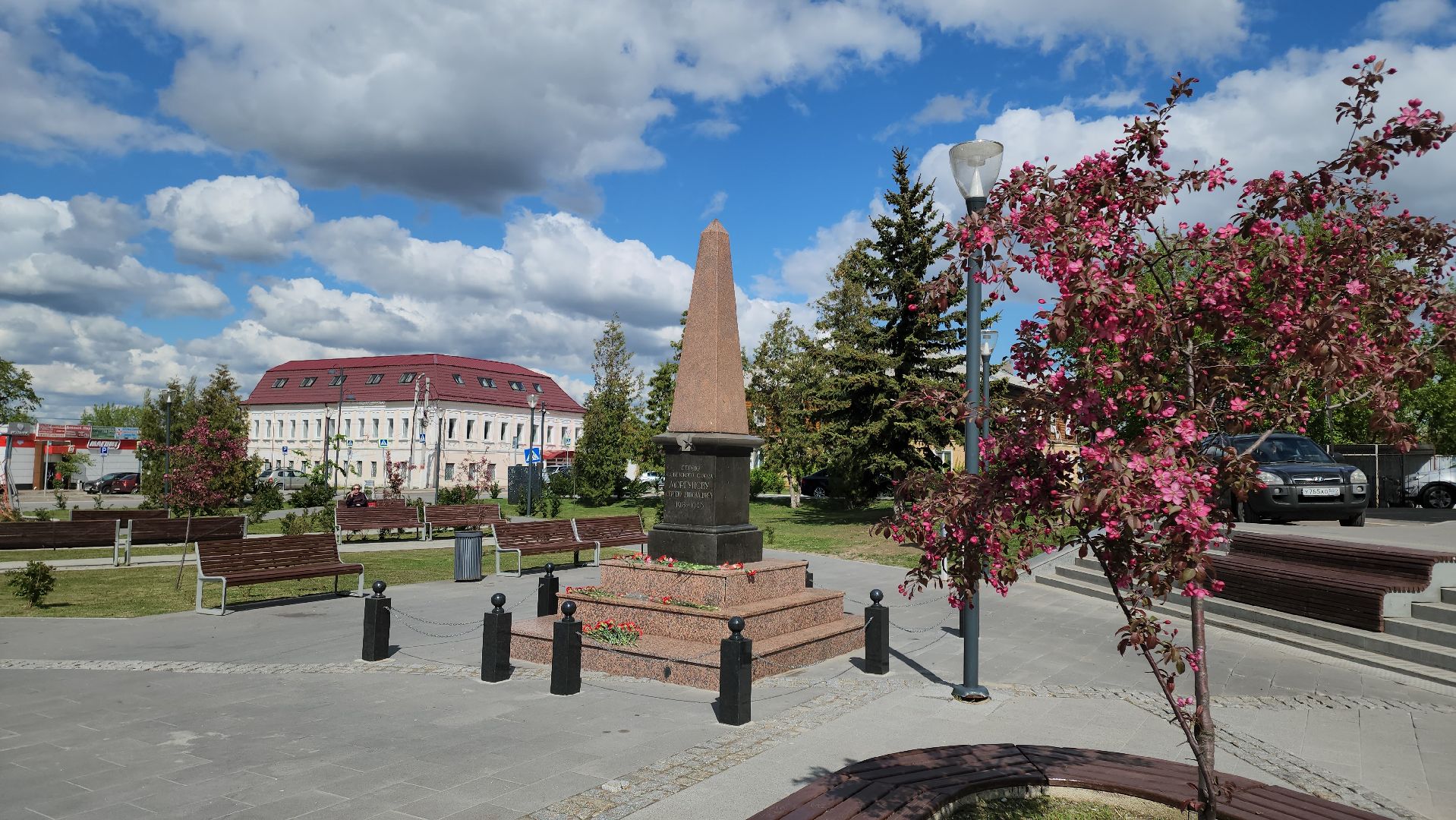 кашира, благоустройство, 9 мая, день победы, флаги, георгиевская лента,