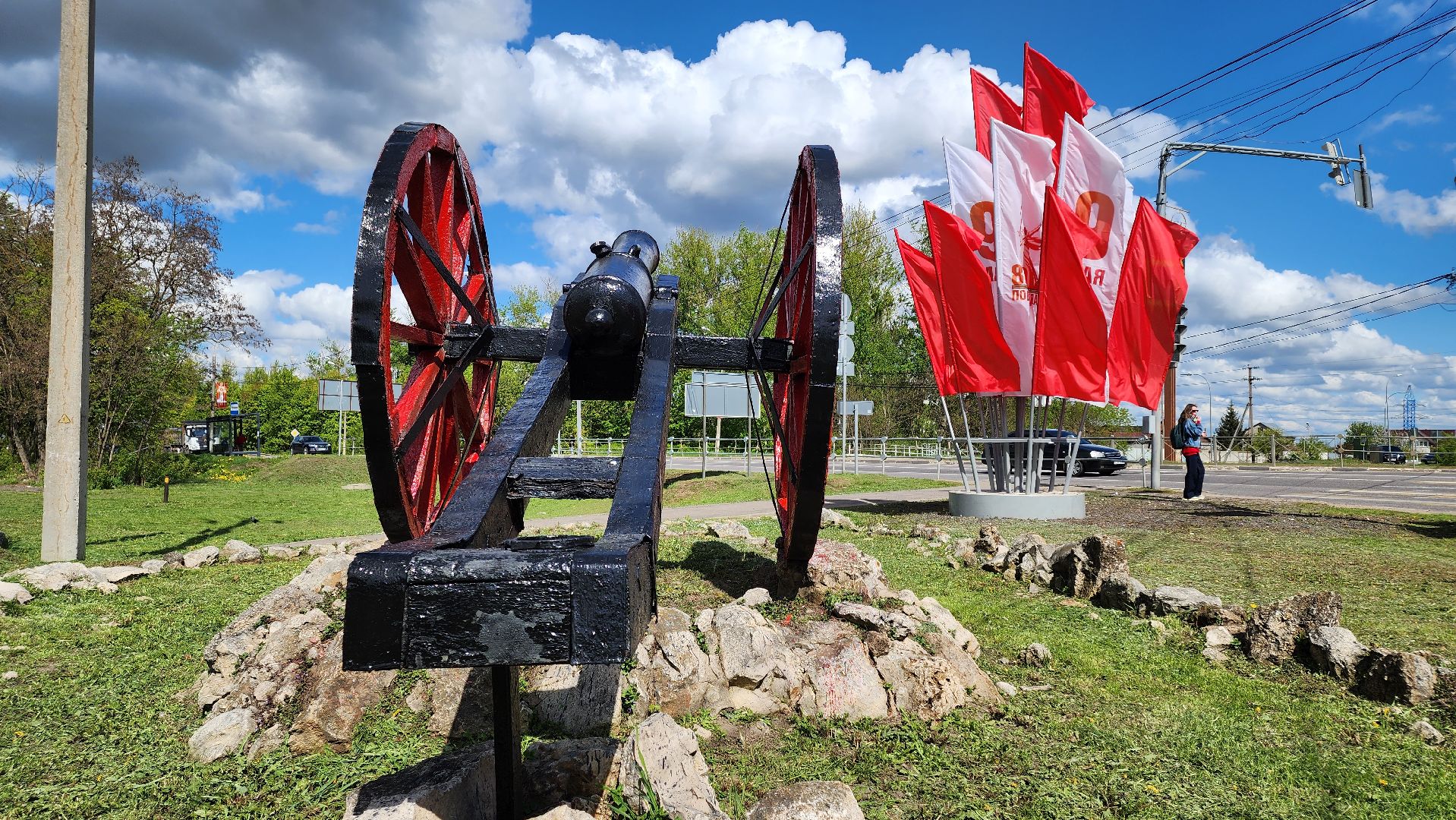 кашира, благоустройство, 9 мая, день победы, флаги, георгиевская лента,