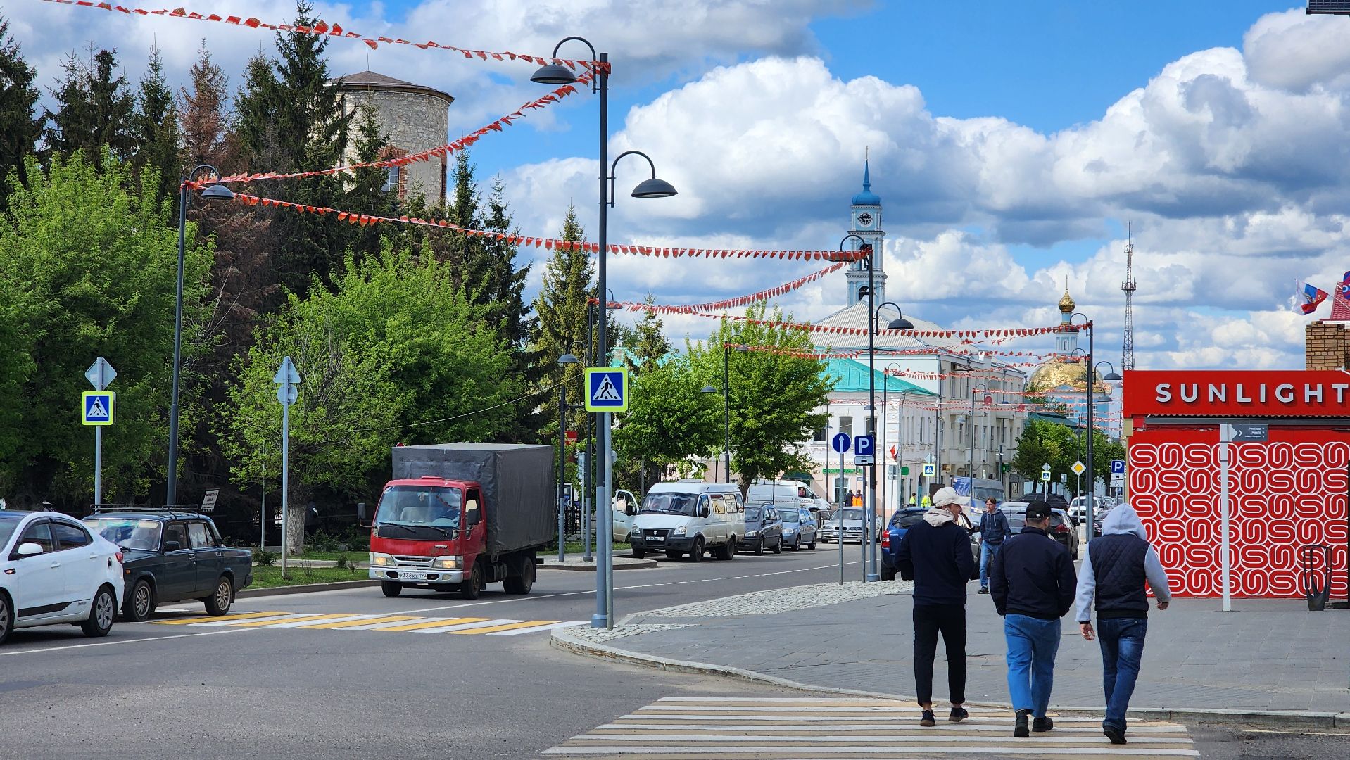 кашира, благоустройство, 9 мая, день победы, флаги, георгиевская лента,