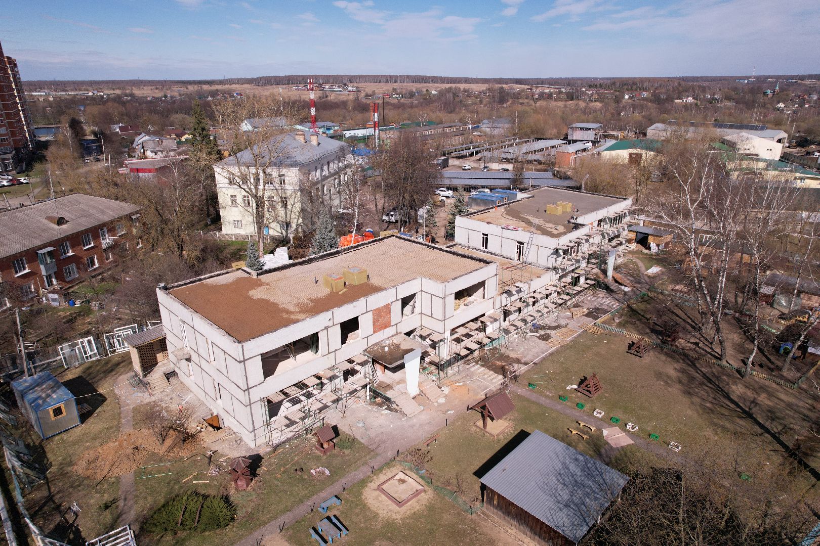 видео с коптера, детский сад улыбка, ремонт детского сада серпухов,