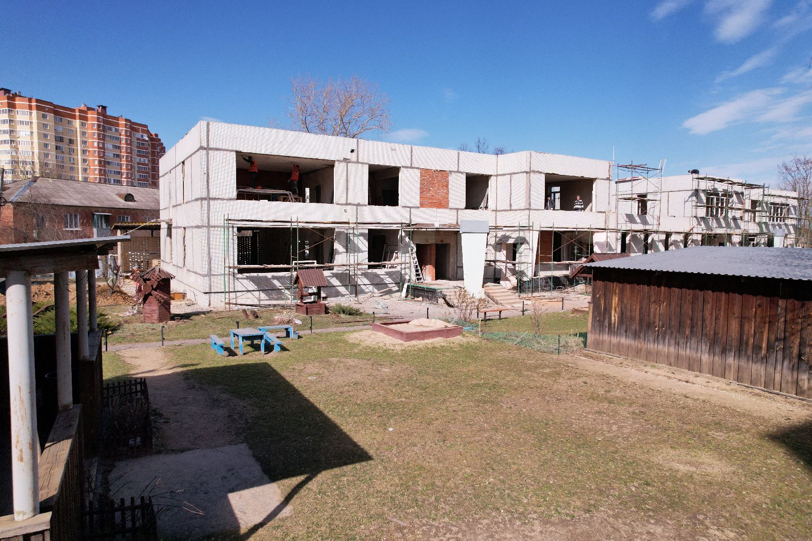 видео с коптера, детский сад улыбка, ремонт детского сада серпухов,