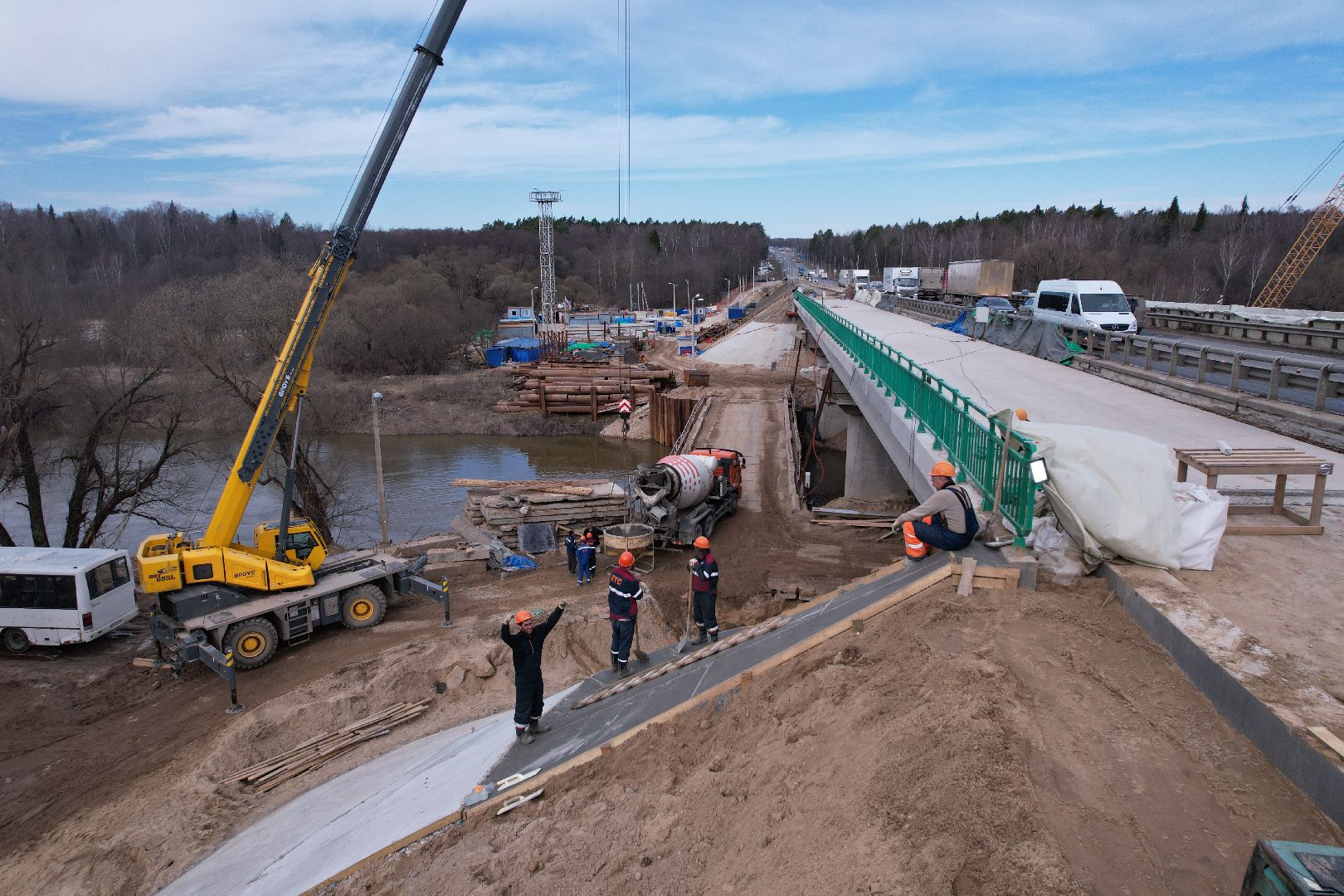 видео с коптера, мост через реку нара, мост в серпухове,