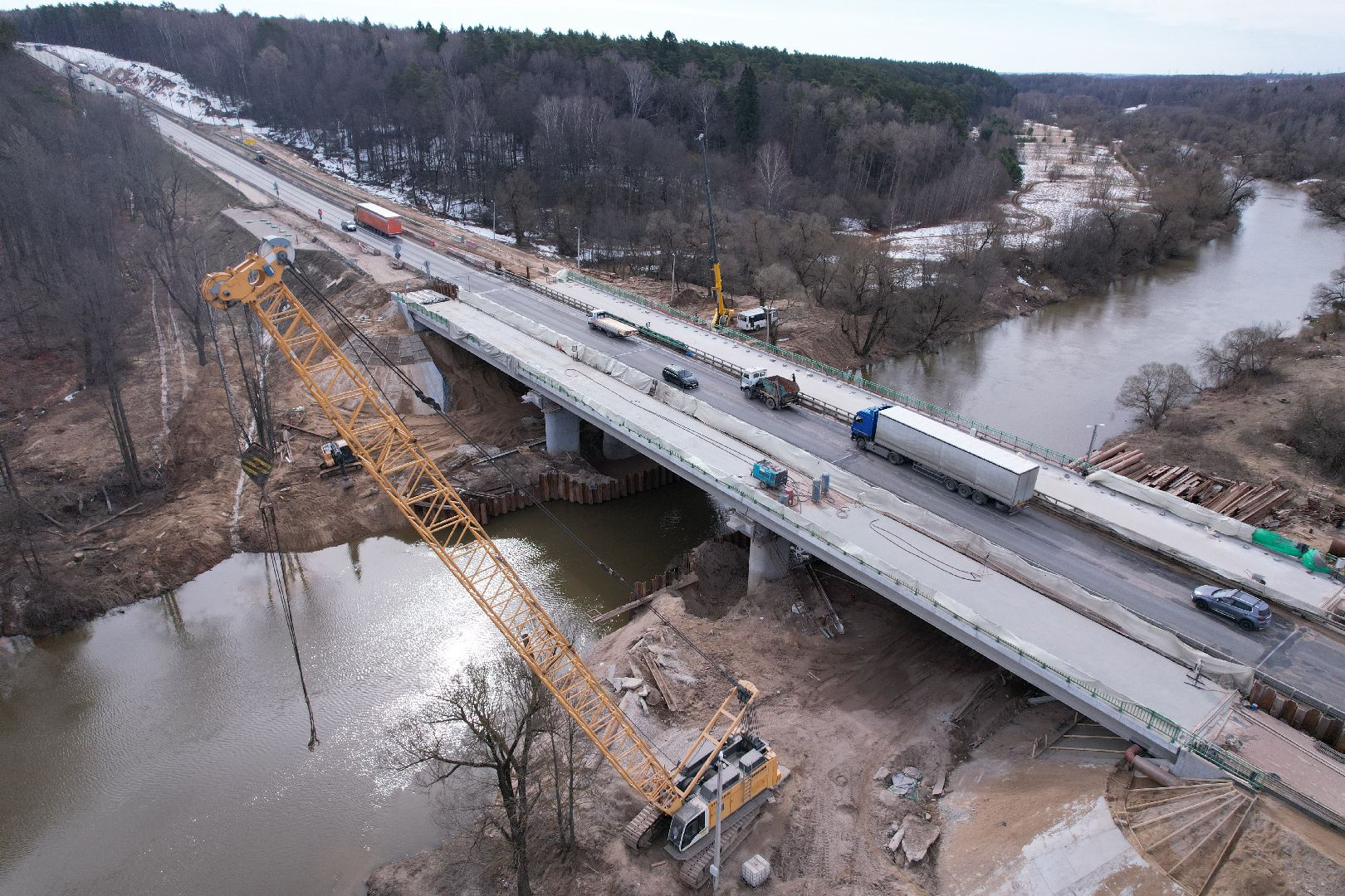 видео с коптера, мост через реку нара, мост в серпухове,