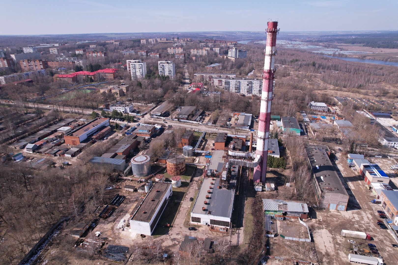 видео с коптера, котельная в пущине,