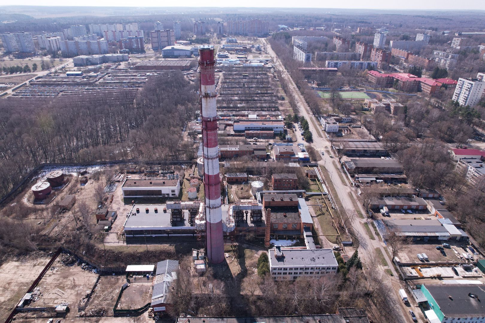 видео с коптера, котельная в пущине,