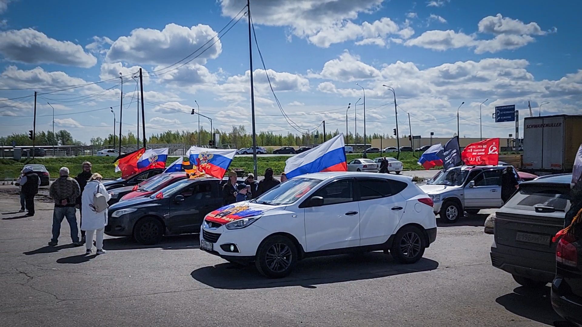бронницы, день победы , автопробег с государственными флагами,