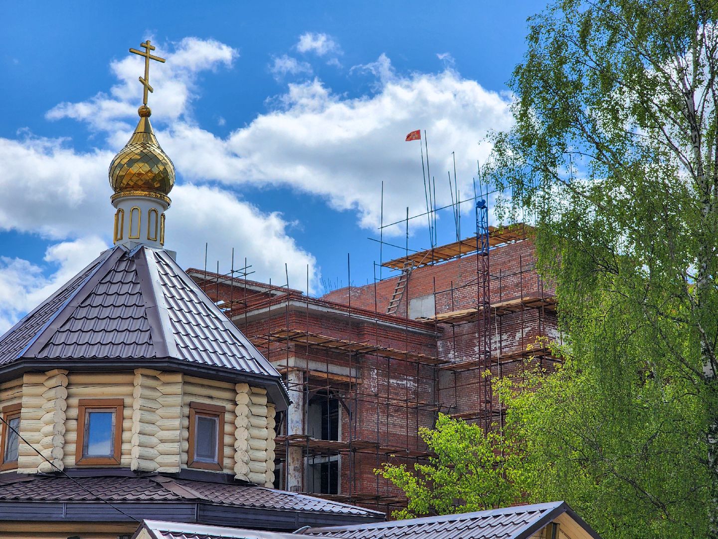 Подольск, 80 лет победе, День Победы, флаг,Никольский храм,