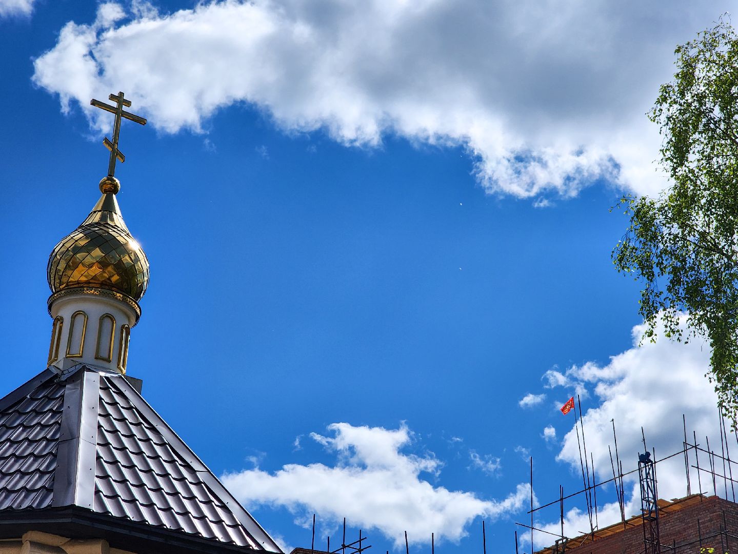 Подольск, 80 лет победе, День Победы, флаг,Никольский храм,