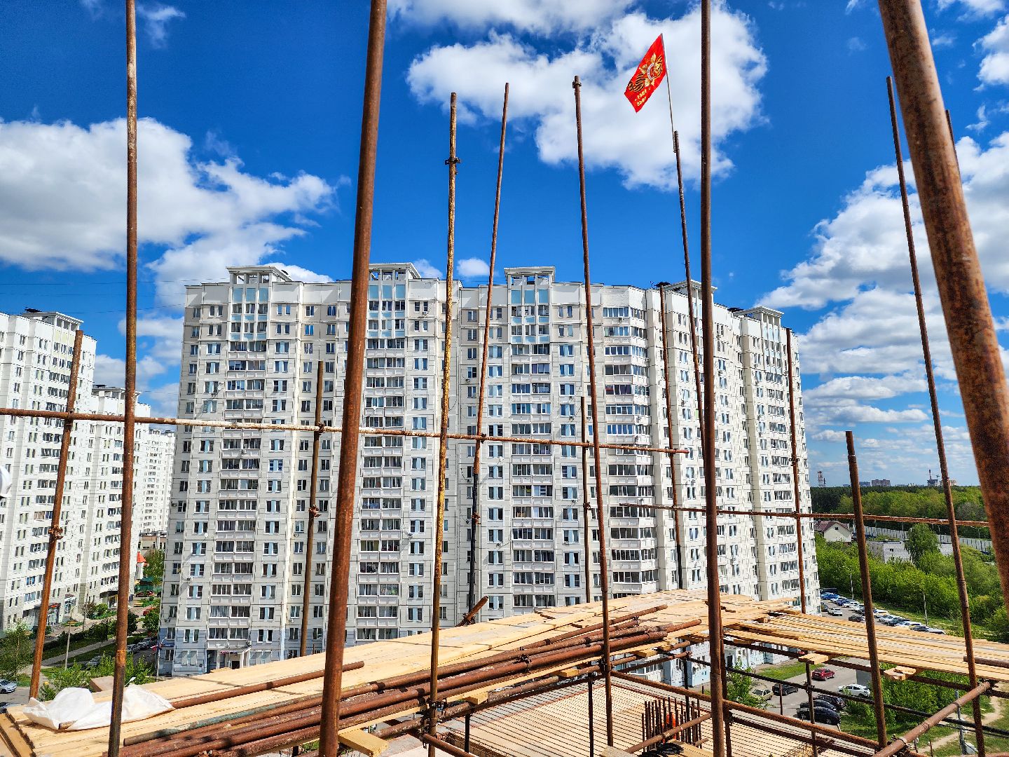 Подольск, 80 лет победе, День Победы, флаг,Никольский храм,