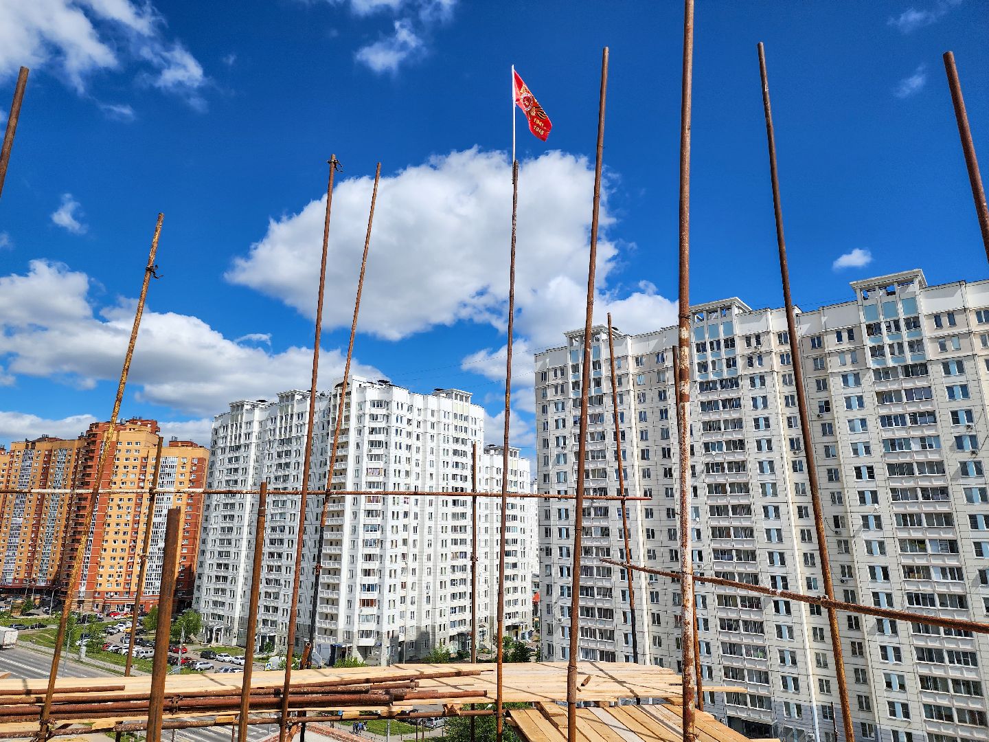 Подольск, 80 лет победе, День Победы, флаг,Никольский храм,