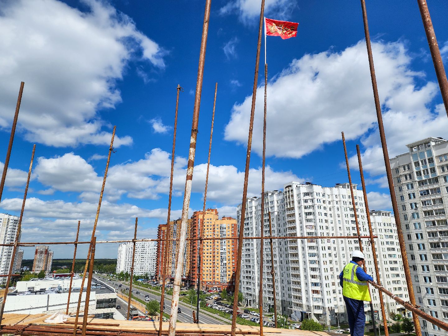 Подольск, 80 лет победе, День Победы, флаг,Никольский храм,