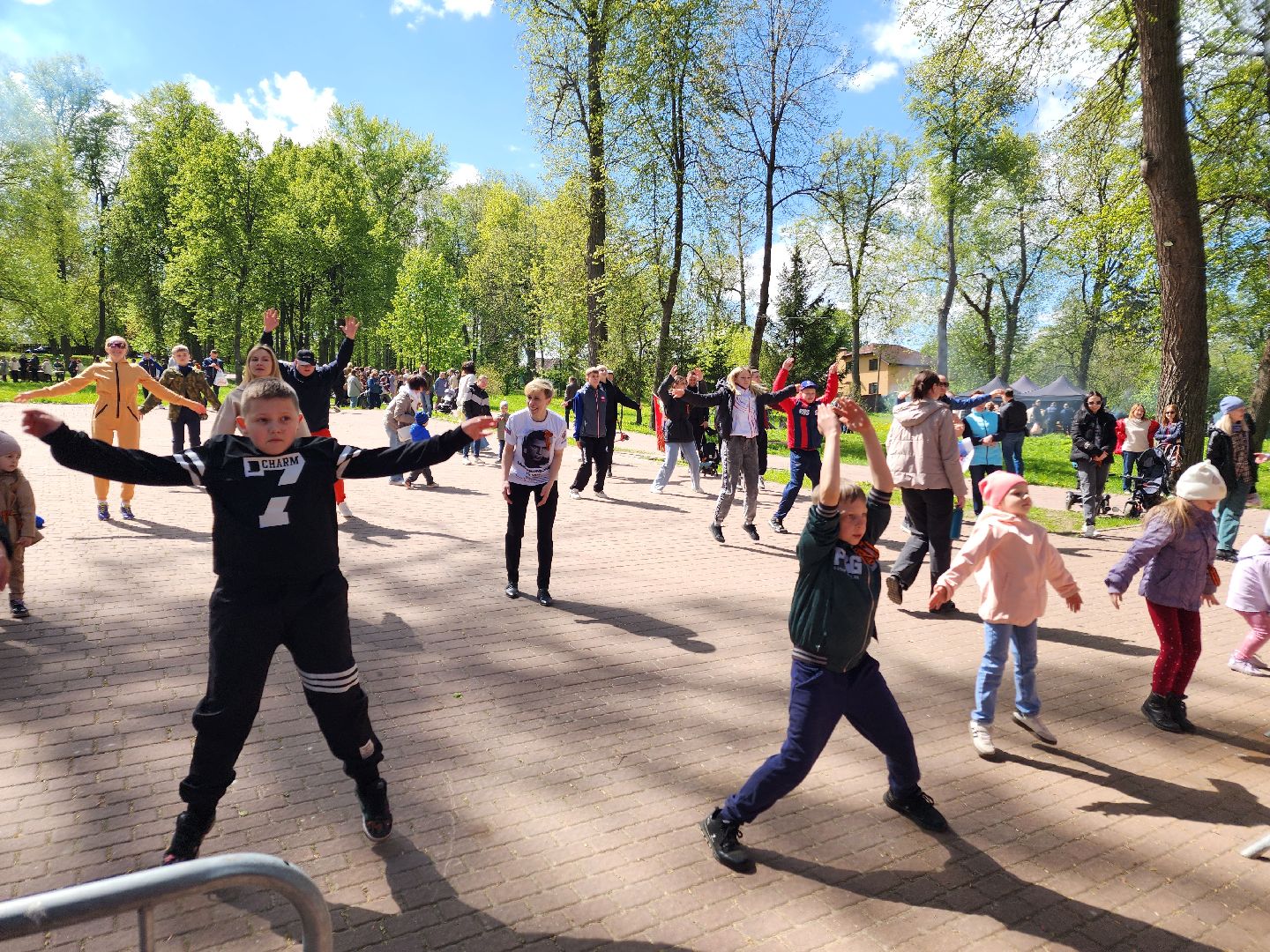 Чехов, городской парк, мастер-классы, рисование цветным песком, плетение сетей, маскировочные халаты, выставка оружия, спортивный мастер-класс, бокс, Эдуард Трояновский, День Победы,