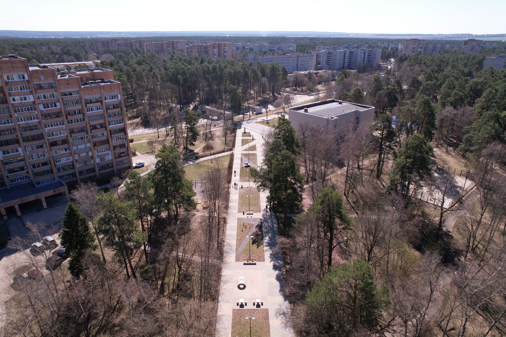 видео с коптера, лесной бульвар в протвине,