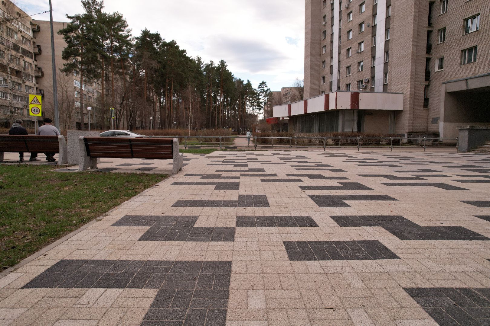 видео с коптера, пешеходная зона на улице Ленина в Протвине,