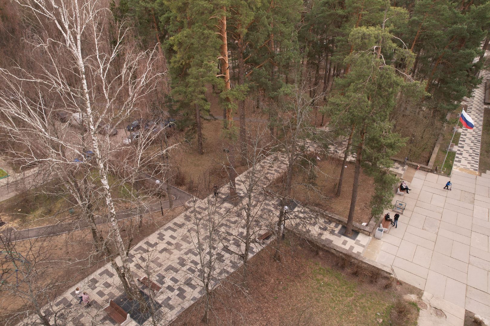 видео с коптера, пешеходная зона на улице Ленина в Протвине,