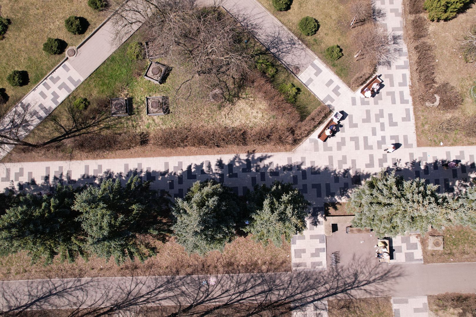 видео с коптера, пешеходная зона на улице Ленина в Протвине,