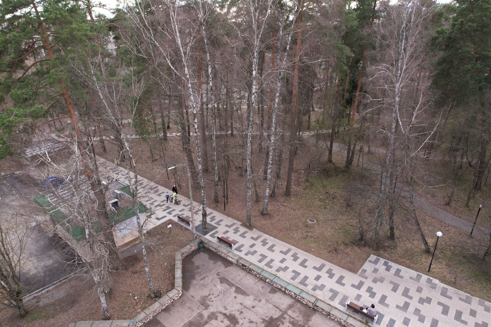 видео с коптера, пешеходная зона на улице Ленина в Протвине,
