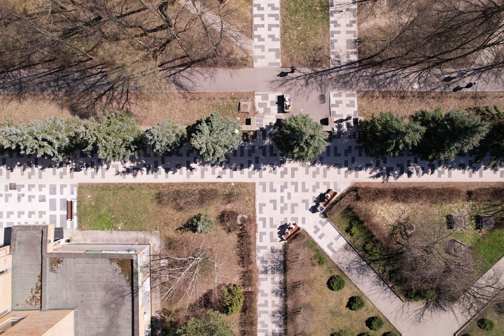 видео с коптера, пешеходная зона на улице Ленина в Протвине,