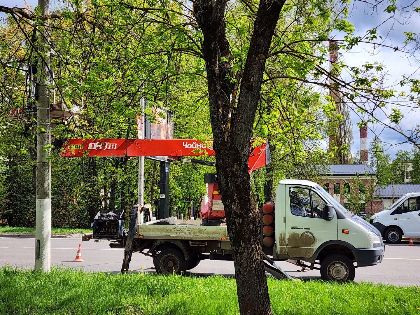 Чехов, улица Чехова, Мосавтодор, шериф-балка, мигалка, установка, монтаж, безопасность дорожного движения, профилактика ДТП,