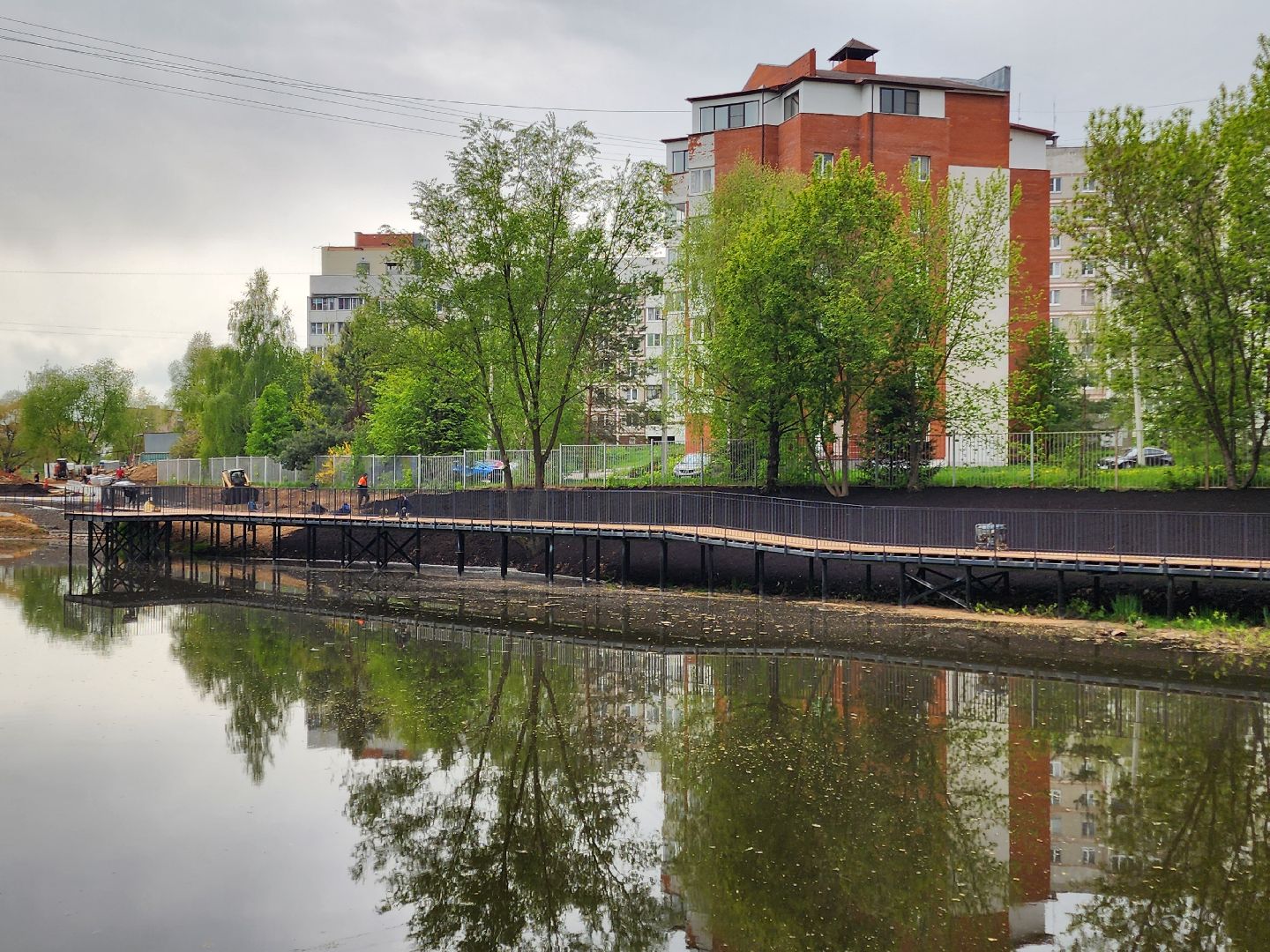 Чехов, улица Береговая, набережная реки теребенка, благоустройство, реконструкция, земляные работы, плодородный грунт, озеленение, госпрограмма московской области,