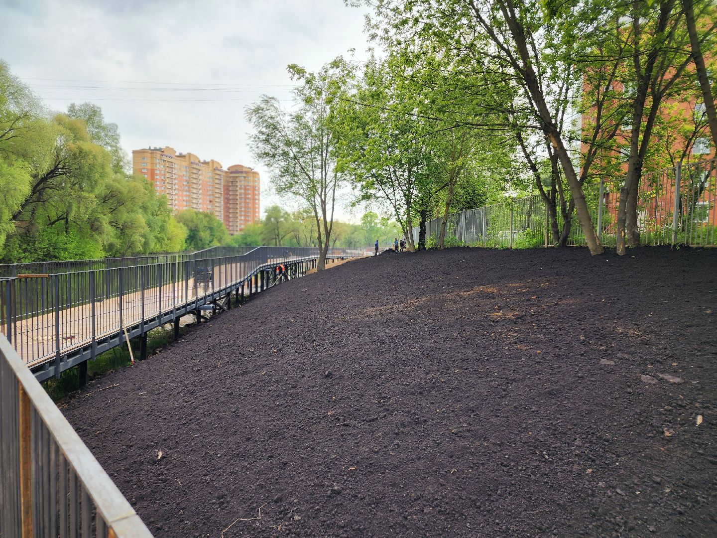 Чехов, улица Береговая, набережная реки теребенка, благоустройство, реконструкция, земляные работы, плодородный грунт, озеленение, госпрограмма московской области,